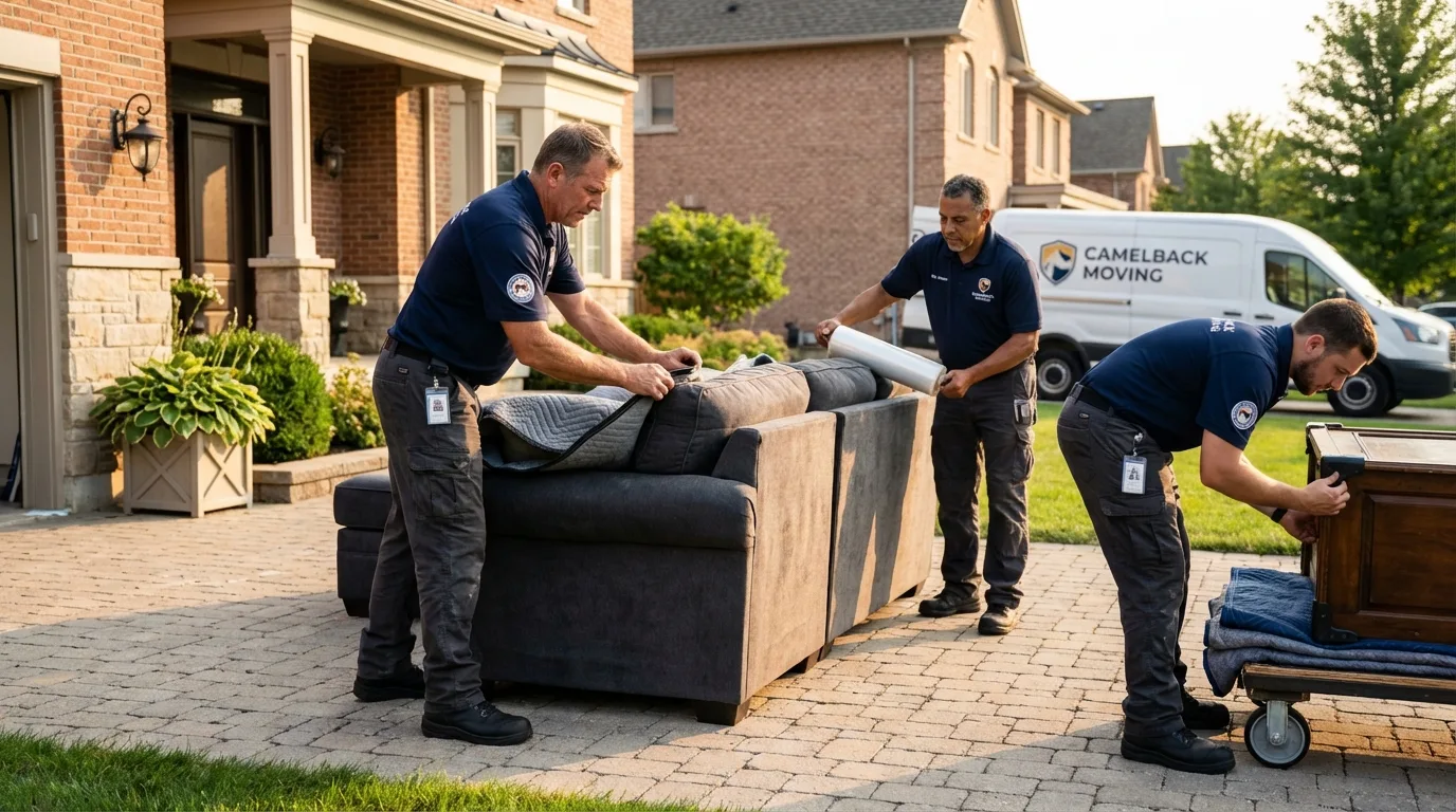 Large estate moving crew wrapping furniture in Brownsville, TX